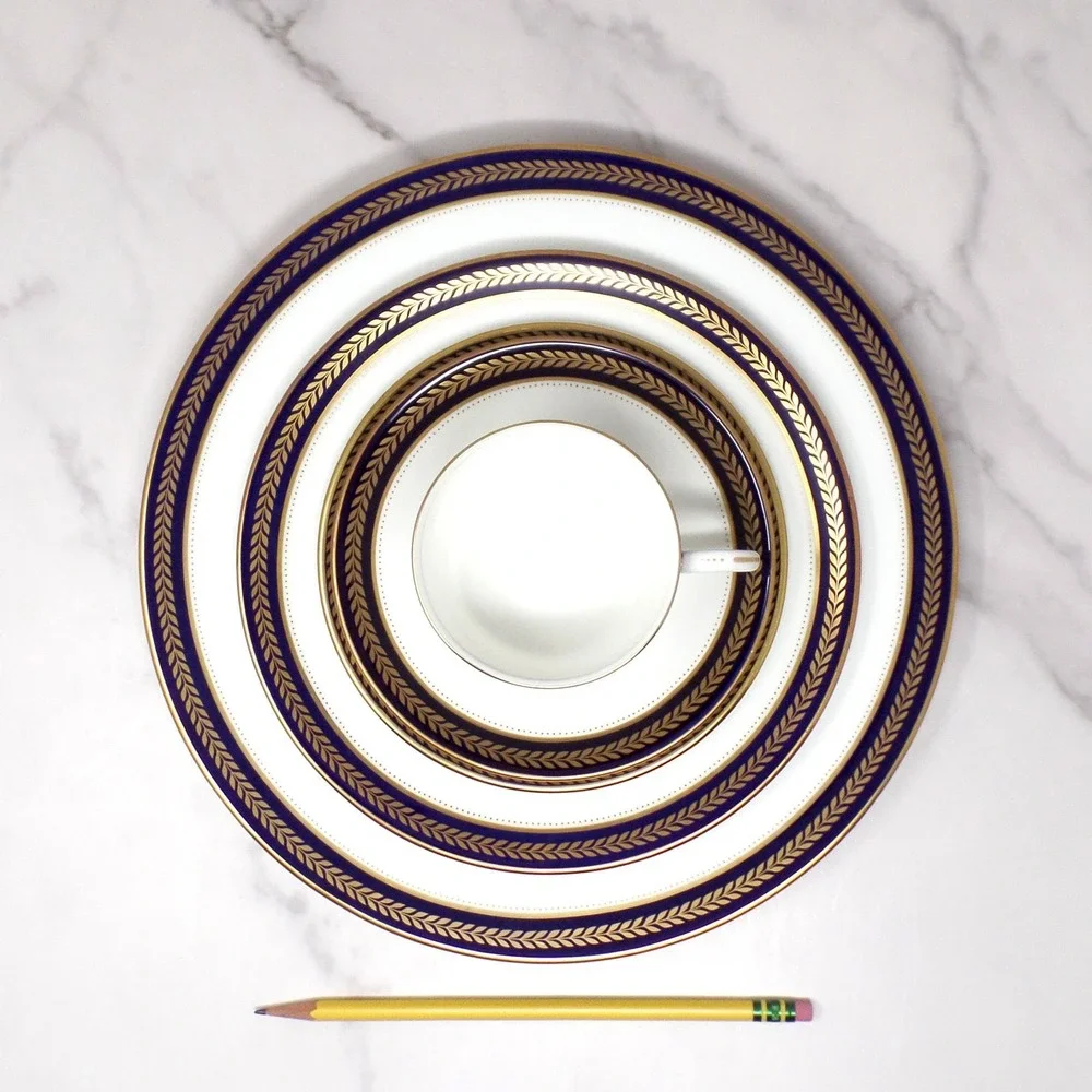 Vintage Coalport Bone China Blue Wheat 6 piece Place Setting (1972-93)